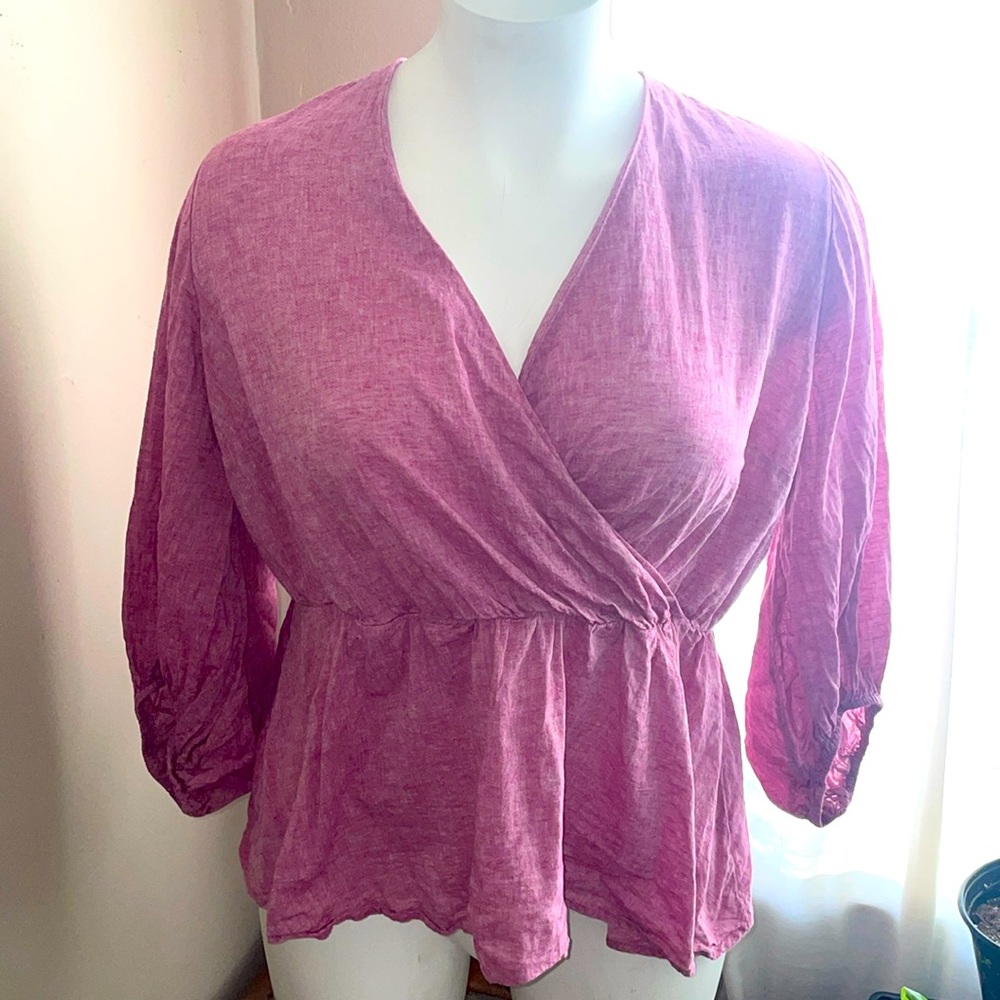 Pink Linen “Wrap” Top